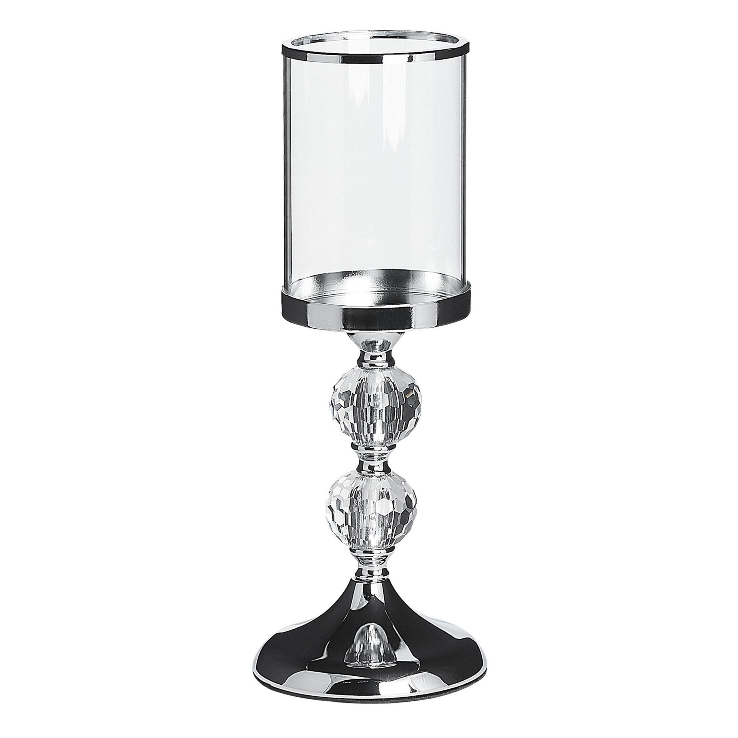 KERZENSTÄNDER Silber 36 cm Cotui - Silberfarben, Glas (13/36/13cm) - Beliani