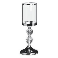 KERZENSTÄNDER Silber 36 cm Cotui - Silberfarben, Glas (13/36/13cm) - Beliani