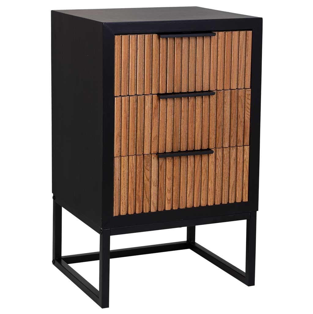 NACHTTISCH aus Metall und Holz, 43x37x70cm - Braun, Holz (43/70/37cm) - Wanderlust