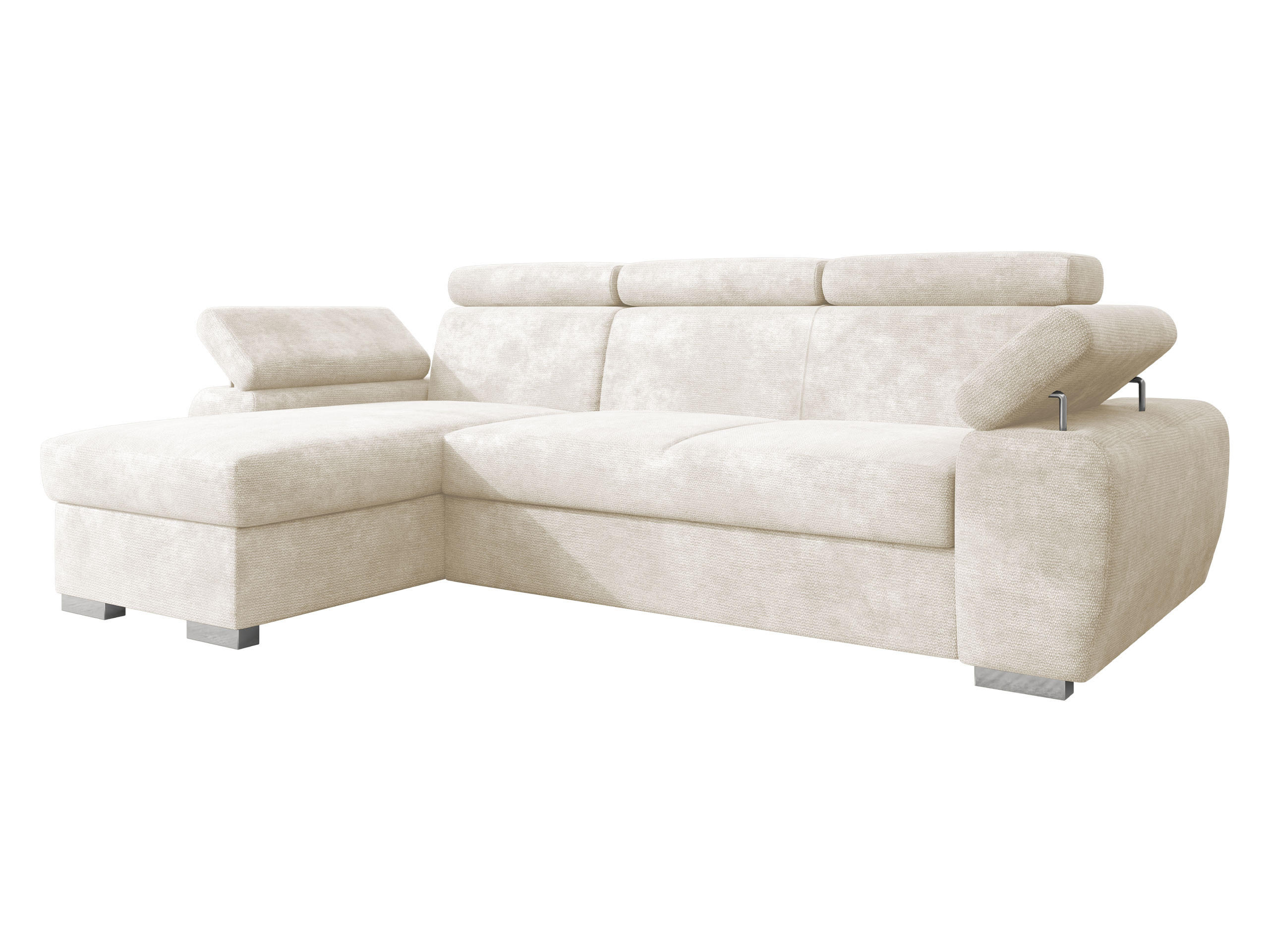 ECKSOFA Plaza L - Silberfarben/Creme, Holz/Kunststoff (255/170cm) - MIRJAN24