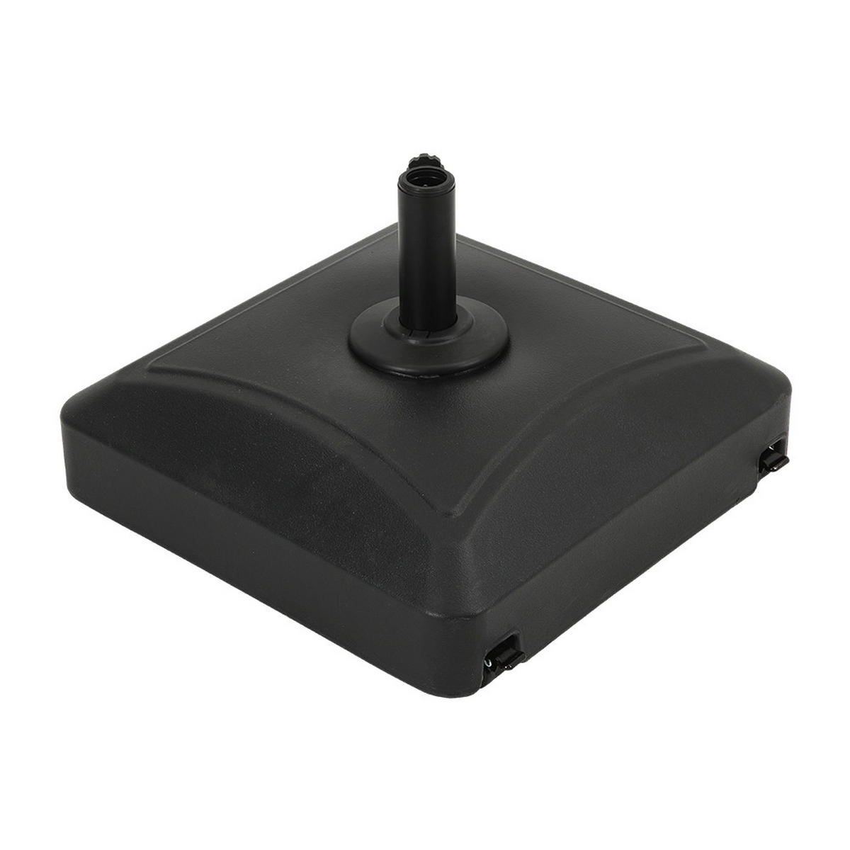 SONNENSCHIRMSTÄNDER mit Rollen aus HDPE in Schwarz quadratisch befüllbar 55 × 55 × 35 cm befüllt bis zu 35 kg - Schwarz, Metall (55/55cm) - Livingandhome