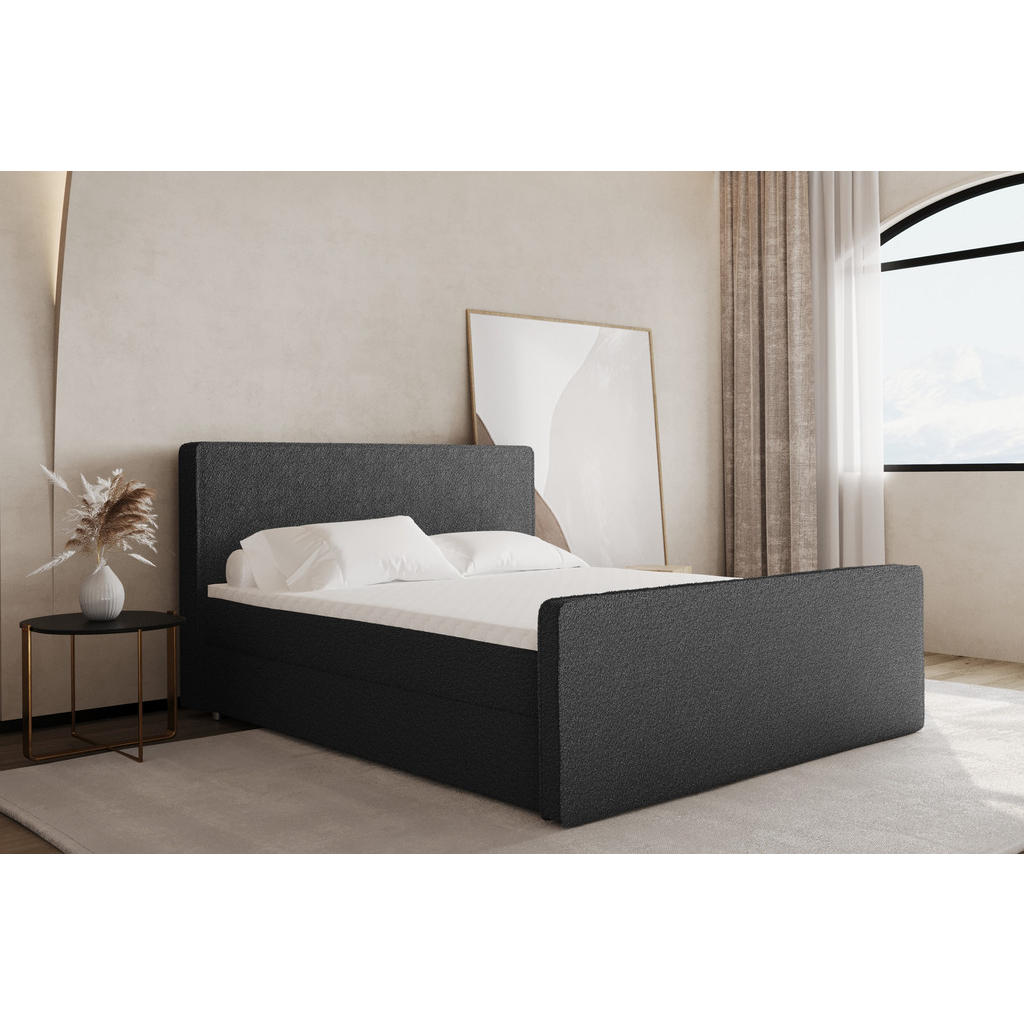Thumbnail - Kaiser Möbel Boxbett, Graphit, Textil, H3, Höhe ca. 20 cm, einmalig seitenverkehrt montierbar,Rechteckig, 120x200 cm, Sc...