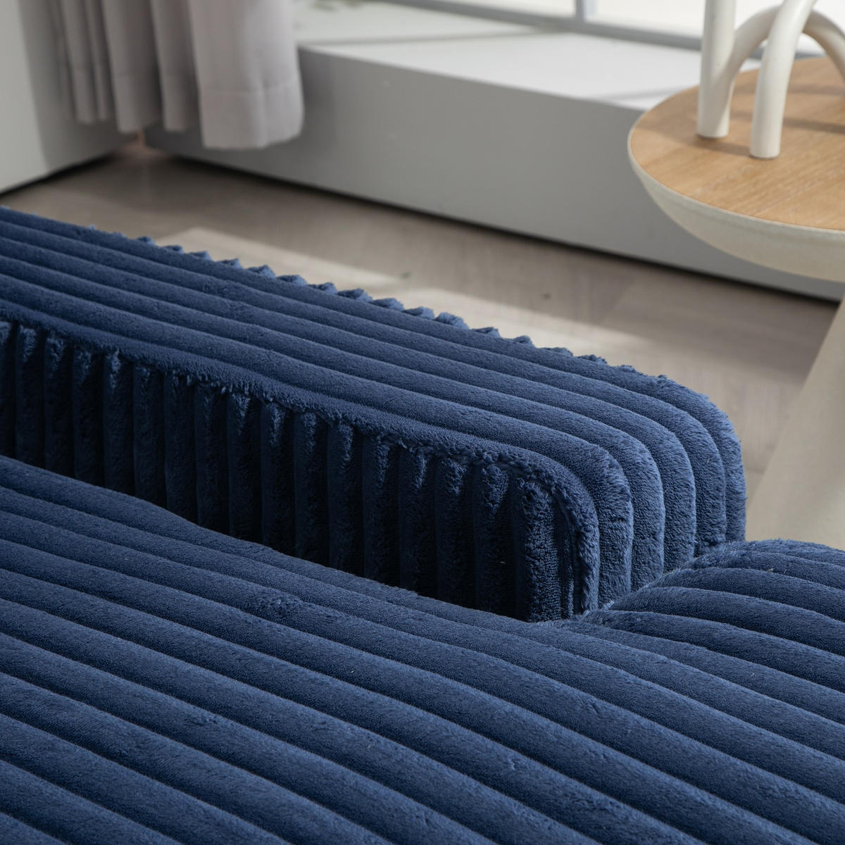 SCHLAFSOFA Relaxliege mit 3 Zierkissen,Lounge Sofa,Polstersofa,Cord,Blau - Blau, Textil (125/63/155cm) - LVHOM