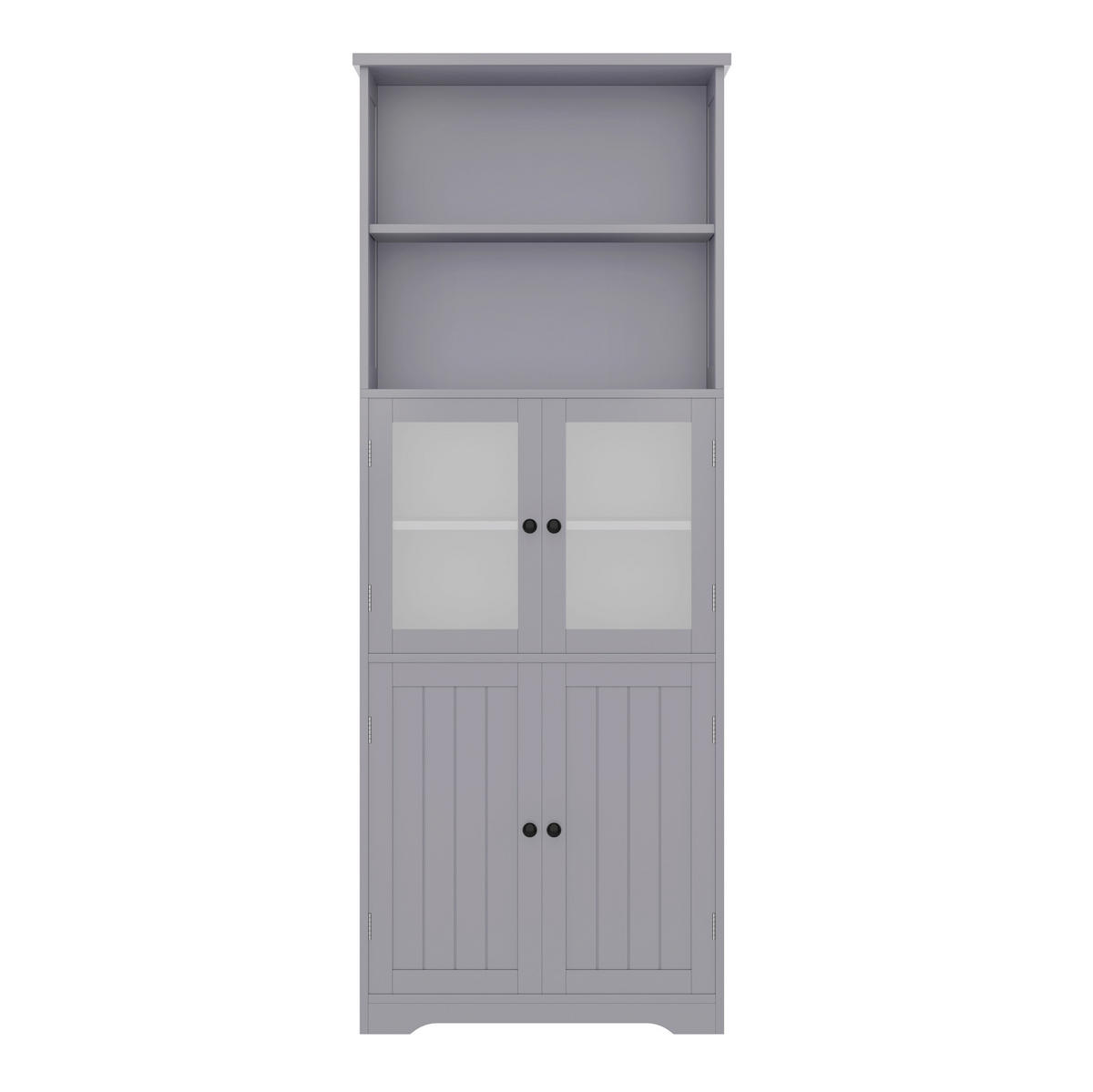 HOCHSCHRANK mit 4 Türen, feuchtigkeitsbeständiger Lack, 57,5/28,5/160 cm, Grau - Grau, Holzwerkstoff (57.4/160/28.5cm) - Redom