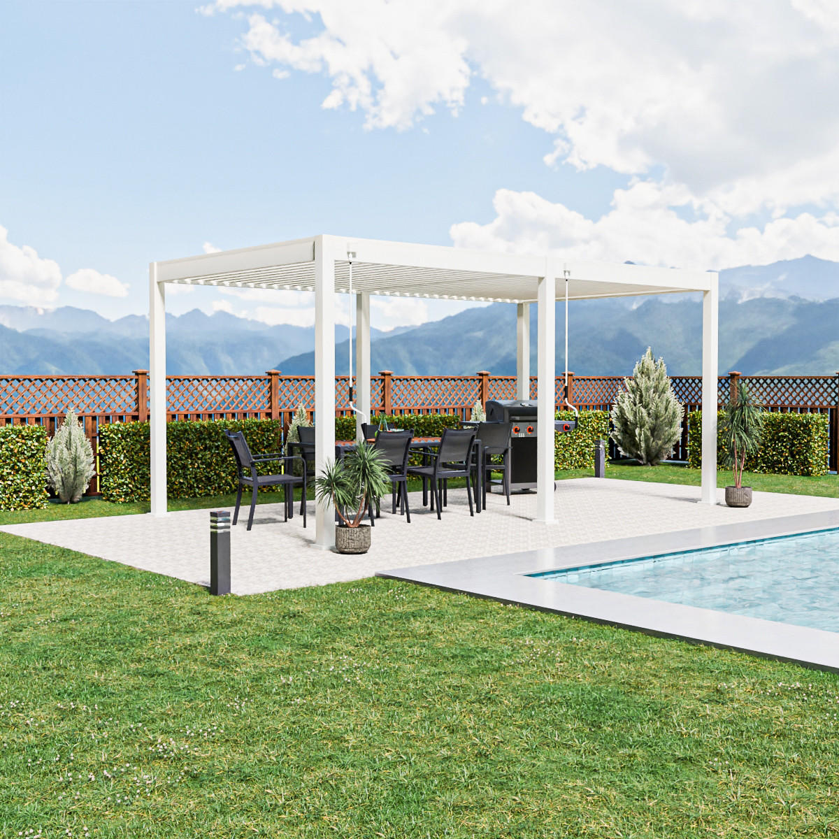 PERGOLA Trumpf | Alu-Stahl Pavillon | 3 x 5,3 M | anthrazit | Pergola - Weiß, Metall (4000/255/3000cm) - PergoLine