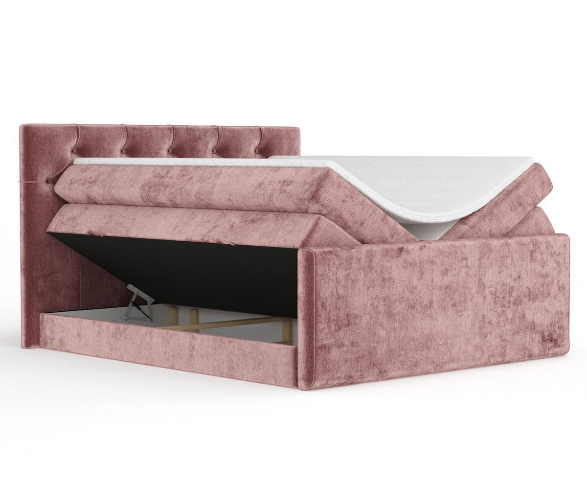 BOXSPRINGBETT Hugo Rosa 200/200 cm - Schwarz/Rosa, Holz/Holzwerkstoff (200/200cm) - Maison de Reve