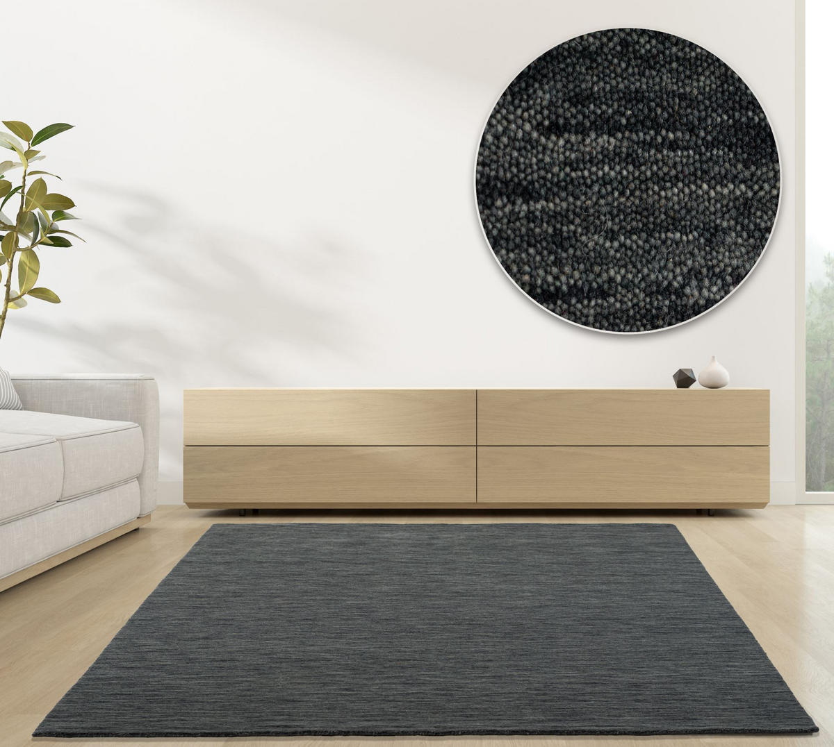 WEBTEPPICH Luxus Designerteppich 40x60 cm - Dunkelgrau, Textil (40/60cm) - Rug and Roll