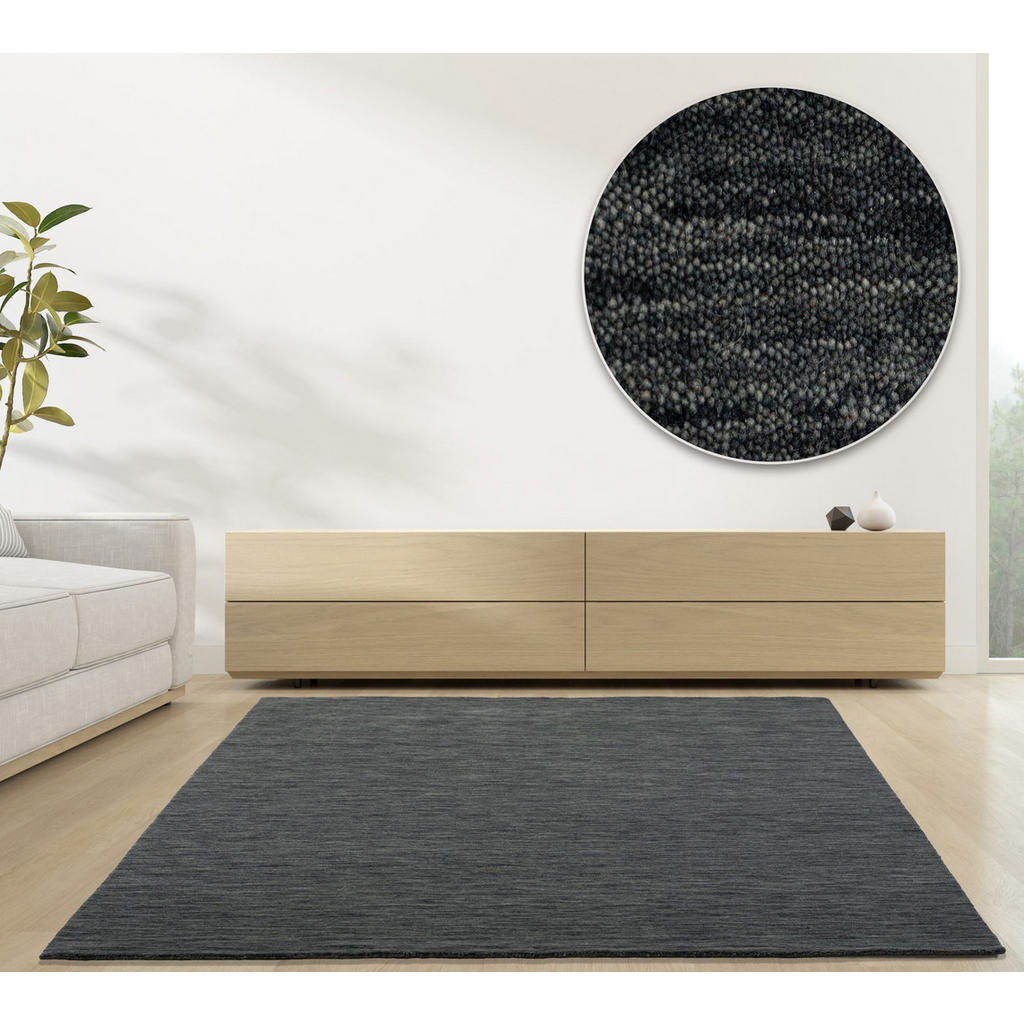 Thumbnail - Rug and Roll Webteppich, Dunkelgrau, Textil, Uni, Rechteckig, 40x60 cm, für Fußbodenheizung geeignet, Teppiche & Böden, ...
