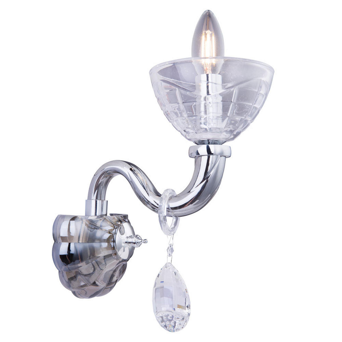WANDLEUCHTE Helen Glas Silber Chrom 2er Set - Silberfarben, Glas (13/37/21.5cm) - Globo Lighting
