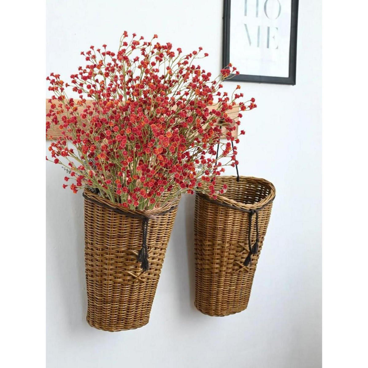 KUNSTBLUMEN Schleierkraut 10 Stück 60 cm Rot - Rot, Kunststoff (60cm)