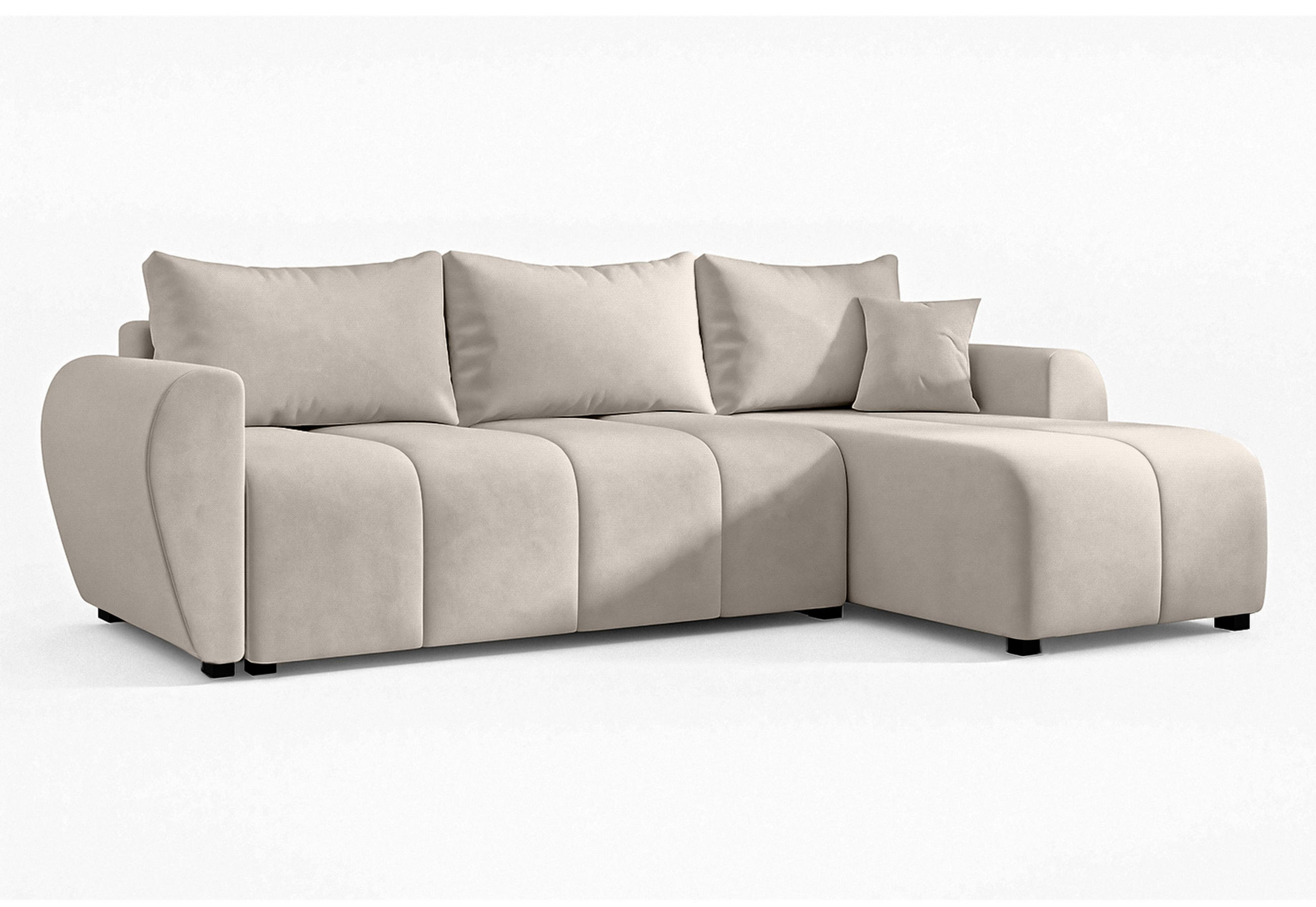 ECKSOFA L Form Malatya Beige 246/145/82 cm stilvolle mit Schlaffunktion R - Beige/Schwarz, Kunststoff/Textil (246/145cm) - AX Living