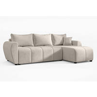 ECKSOFA L Form Malatya Beige 246/145/82 cm stilvolle mit Schlaffunktion R - Beige/Schwarz, Kunststoff/Textil (246/145cm) - AX Living