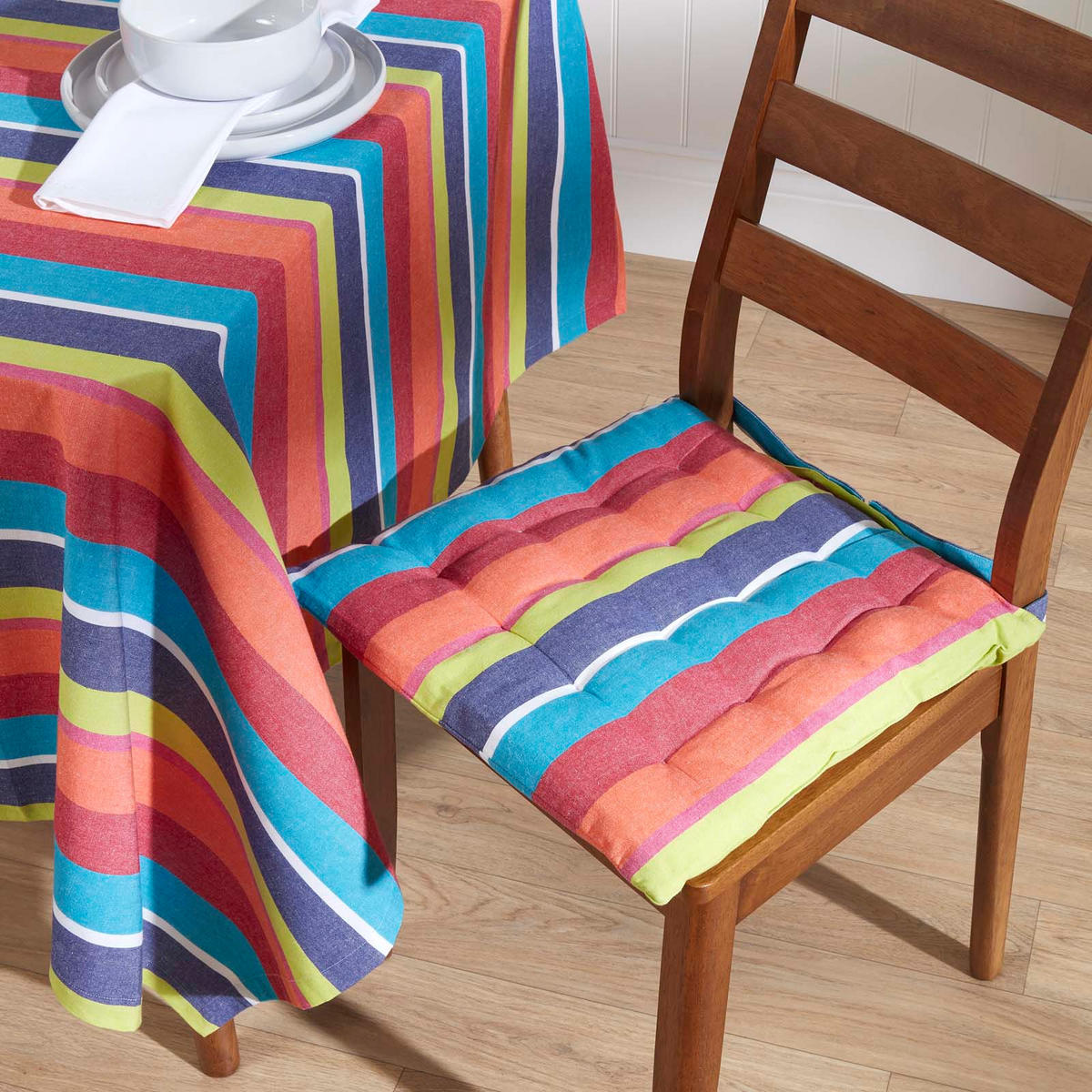 STUHLKISSEN 4er-Set bunt gestreift 40/40/5 cm - Multicolor, Textil (40/40/5cm) - Homescapes
