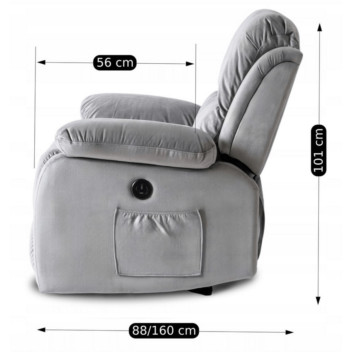 RELAXSESSEL ARON fürs Wohnzimmer Grau - Grau, Textil (53/101/88cm) - makarowski meble