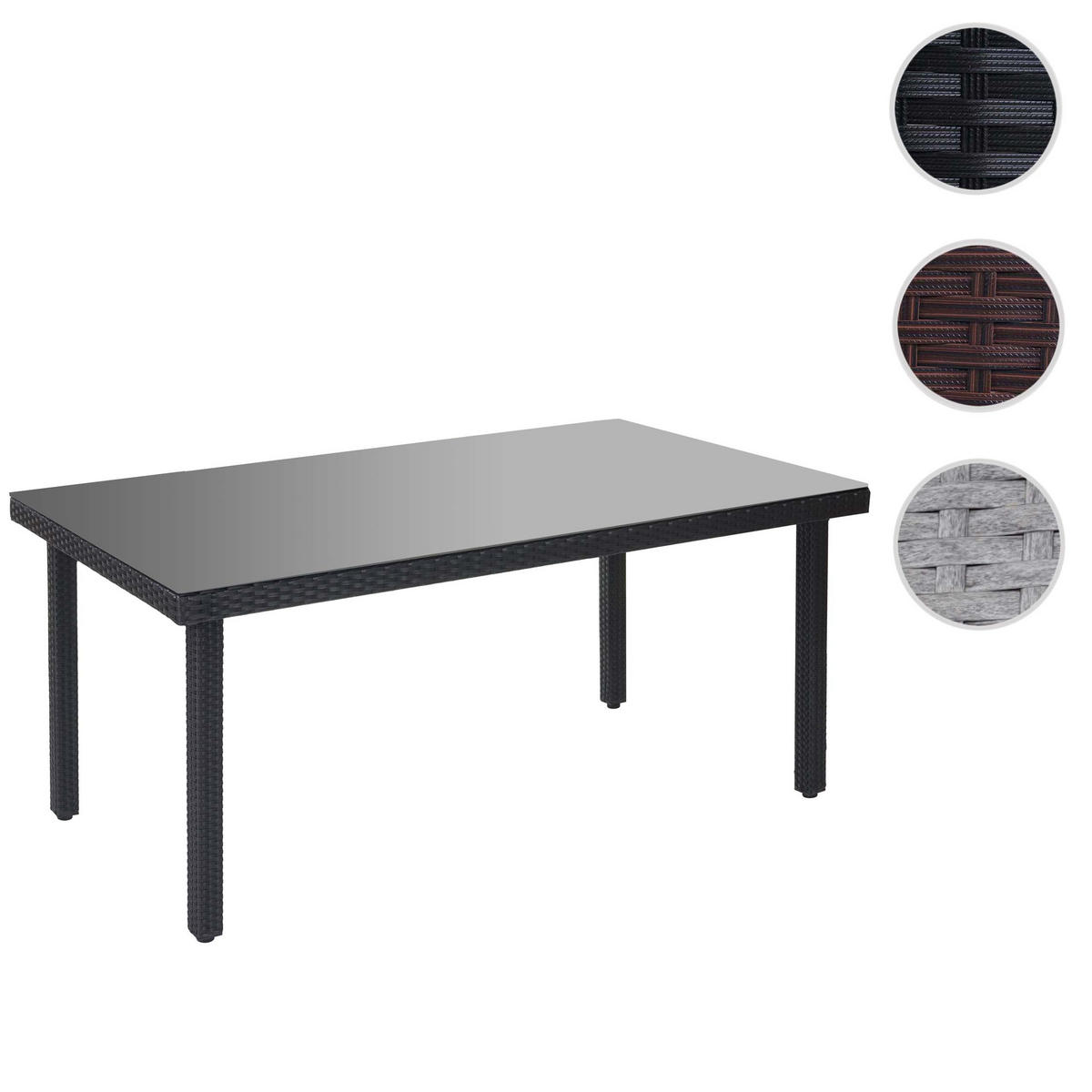 POLY-RATTAN-GARTENTISCH rechteck Anthrazit - Anthrazit, Kunststoff (90/160/74cm) - MCW