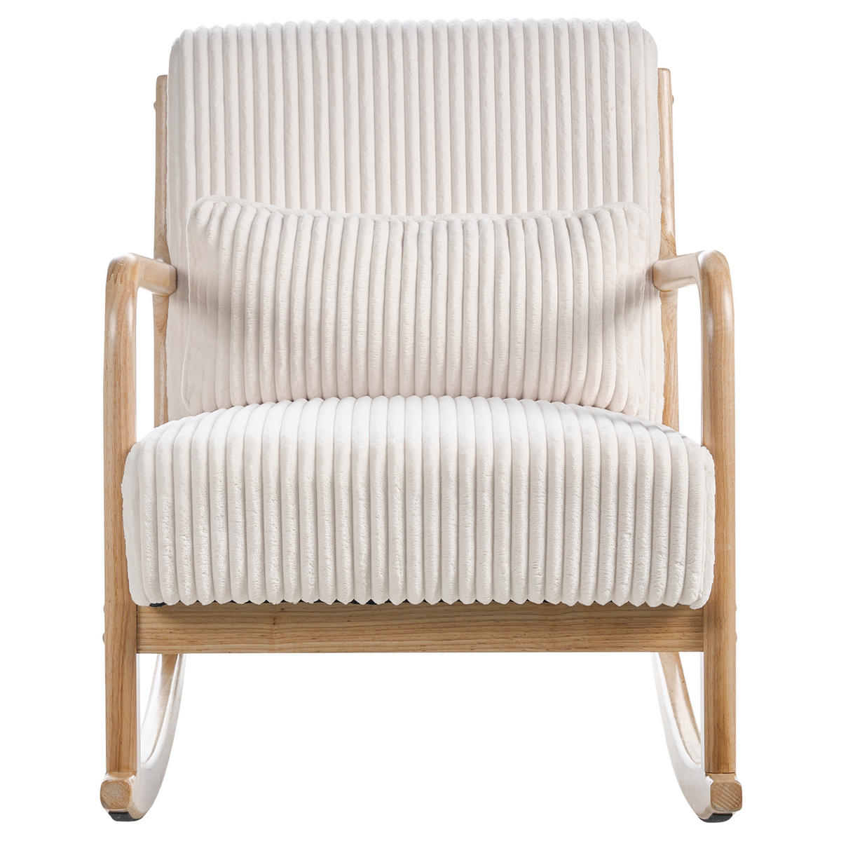 SCHAUKELSESSEL Hellbraun Sorsele - Hellbraun/Weiß, Textil (65/79/81cm) - Beliani