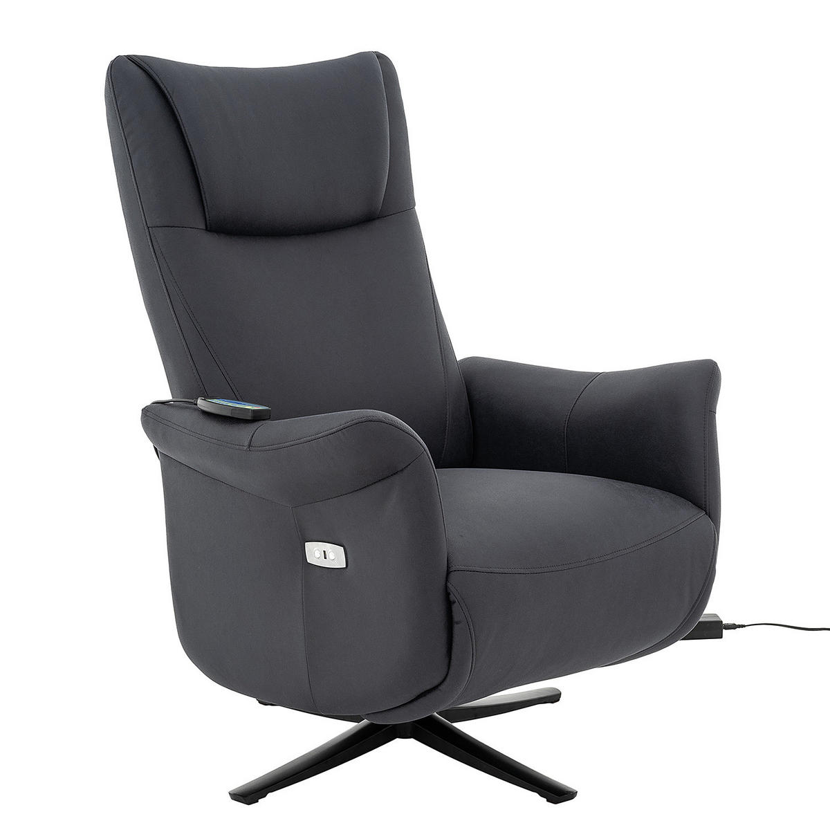 MASSAGESESSEL - Microfaser / Metall - Anthrazit / Schwarz - Anthrazit/Schwarz, Textil/Metall (76/112/85cm) - home24