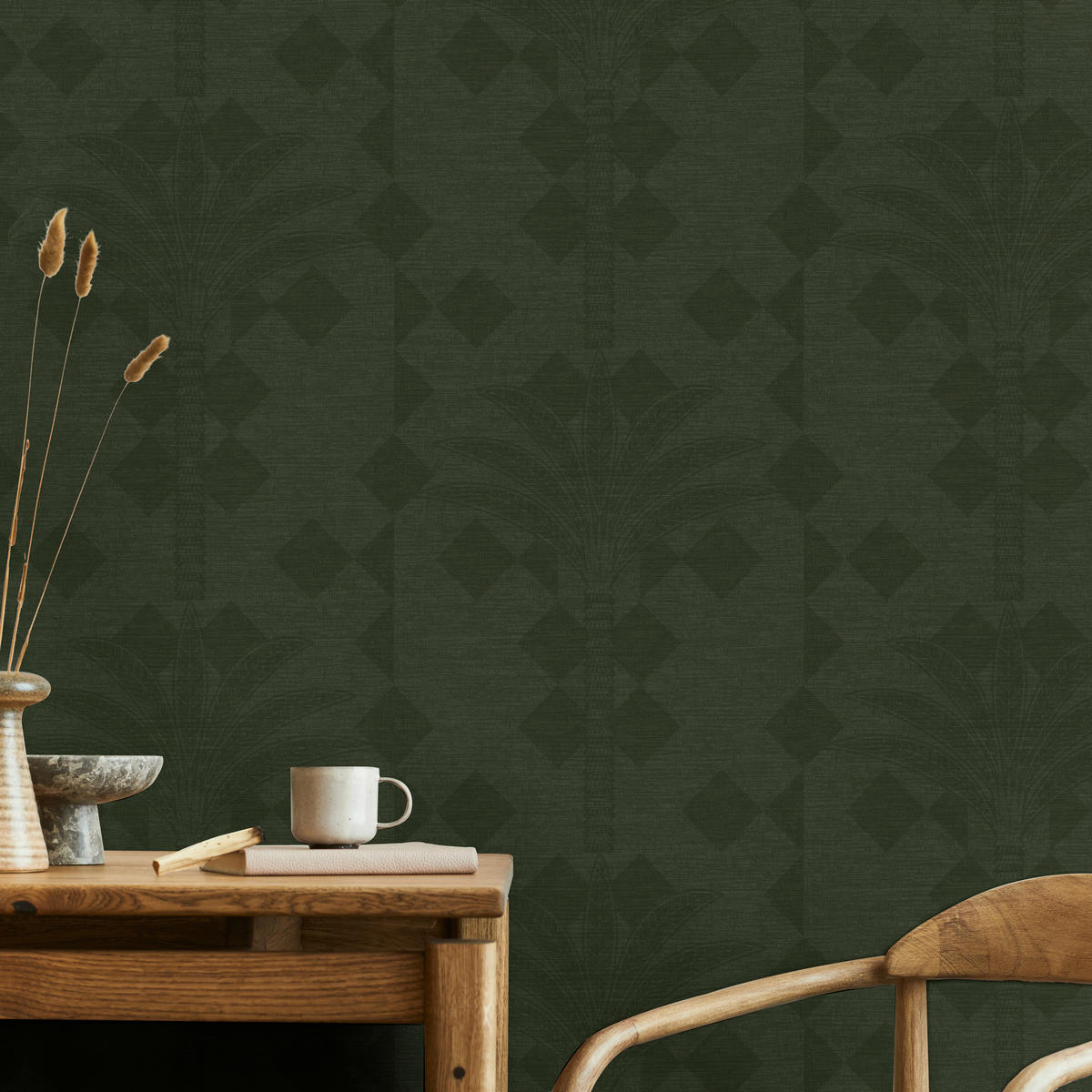 VLIESTAPETE - Adina Palme 1000x52cm - Grün, Papier/Kunststoff (52/1000cm) - Superfresco Easy