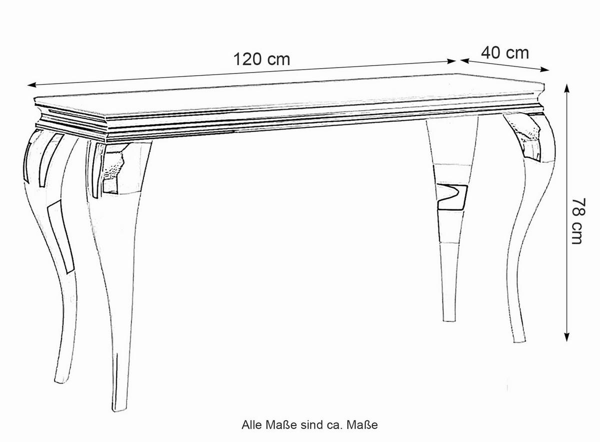 KONSOLENTISCH Prince Schwarzglas / Chrom 120 / 40 / 78cm - Silberfarben/Schwarz, Glas/Holz (40/120/78cm) - Feldmann-Wohnen