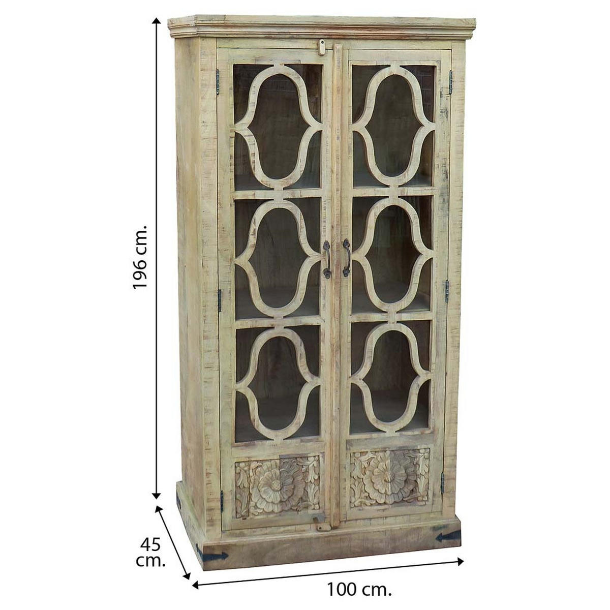 VITRINE aus Holz, weiß, 100x45x196cm - Beige, Holz (100/196/45cm) - Wanderlust