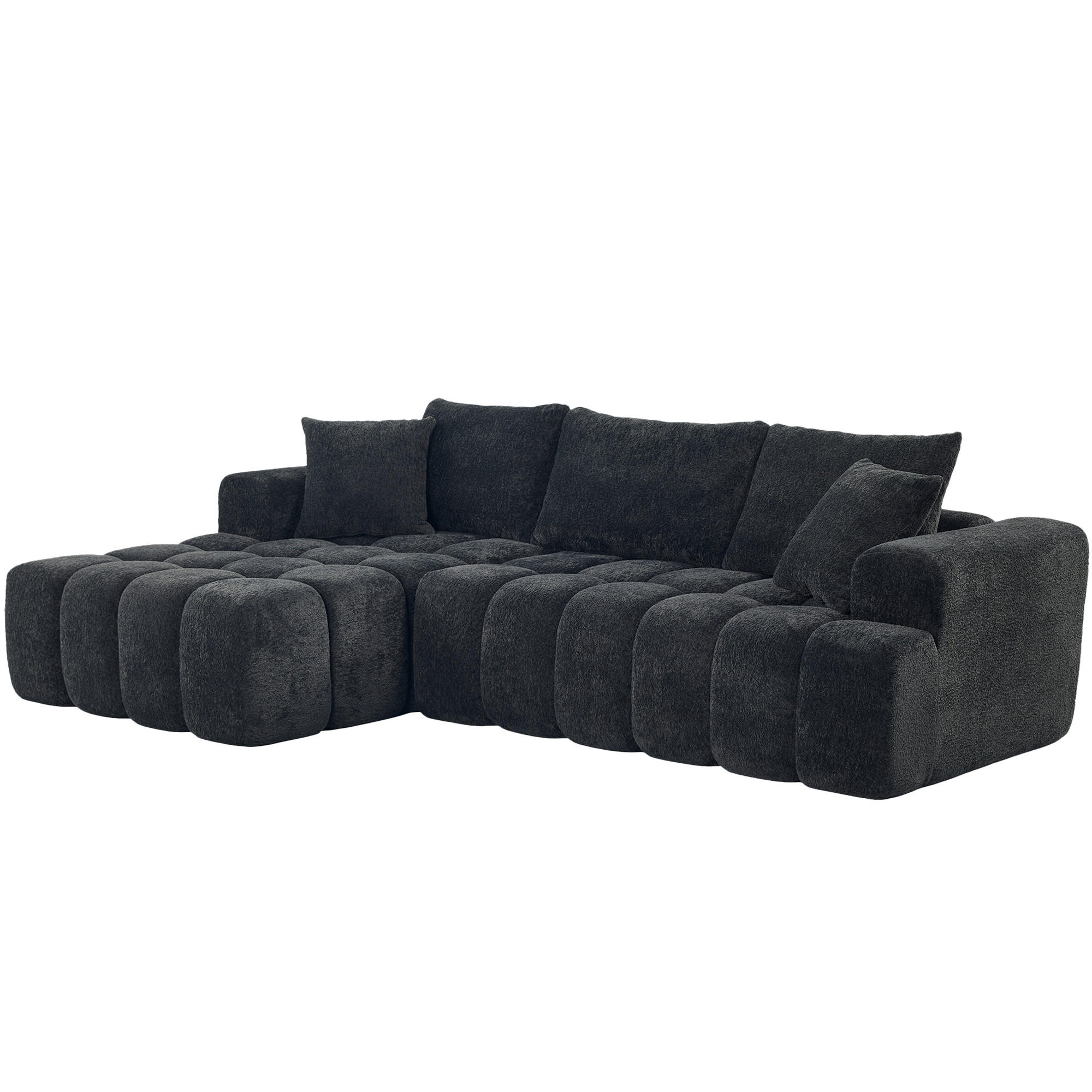 OKWISH ROHOVÁ pohovka 249,94/124,97/58,98 cm černá ze sametové tkaniny modulární a pohodlná