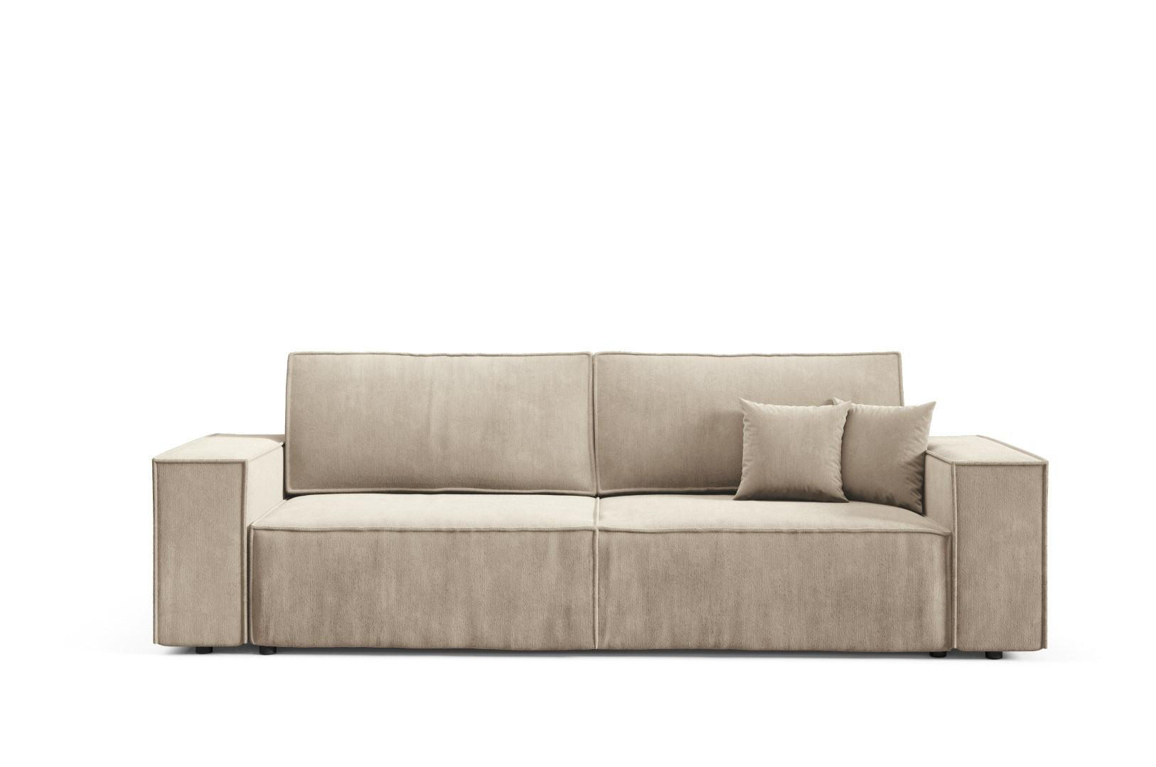 SCHLAFSOFA mit Bettkasten Sand - Creme, Textil (255/88/102cm) - Furnisell