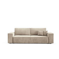 SCHLAFSOFA mit Bettkasten Sand - Creme, Textil (255/88/102cm) - Furnisell