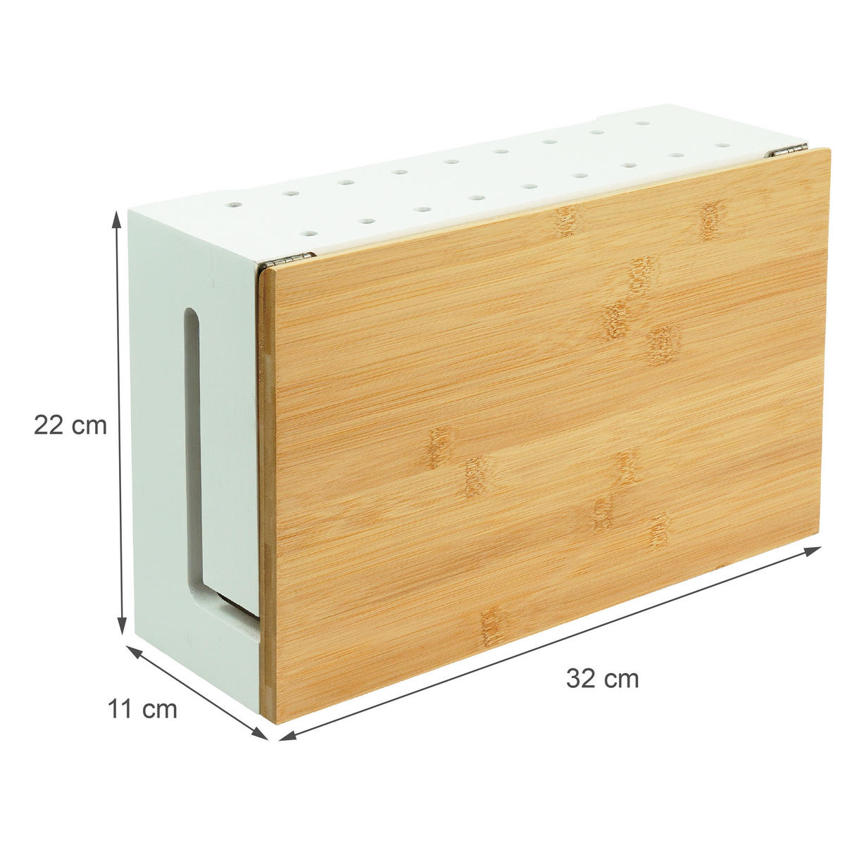 KABELBOX - Weiß, Holz (22/32/11cm) - Relaxdays