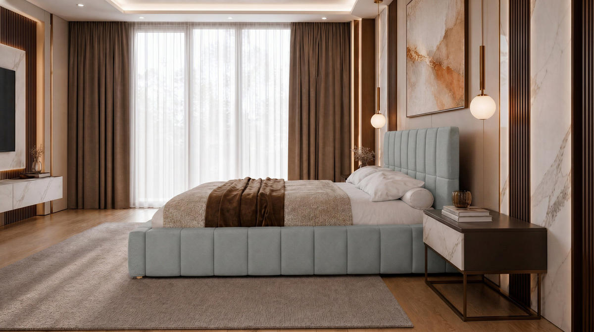 POLSTERBETT 200x200 cm, Alma, Doppelbett mit Bettkasten, Lattenrost aus Holz, Velourstoff, Silbern - Silberfarben, Holz/Kunststoff (200/200cm) - Marpur