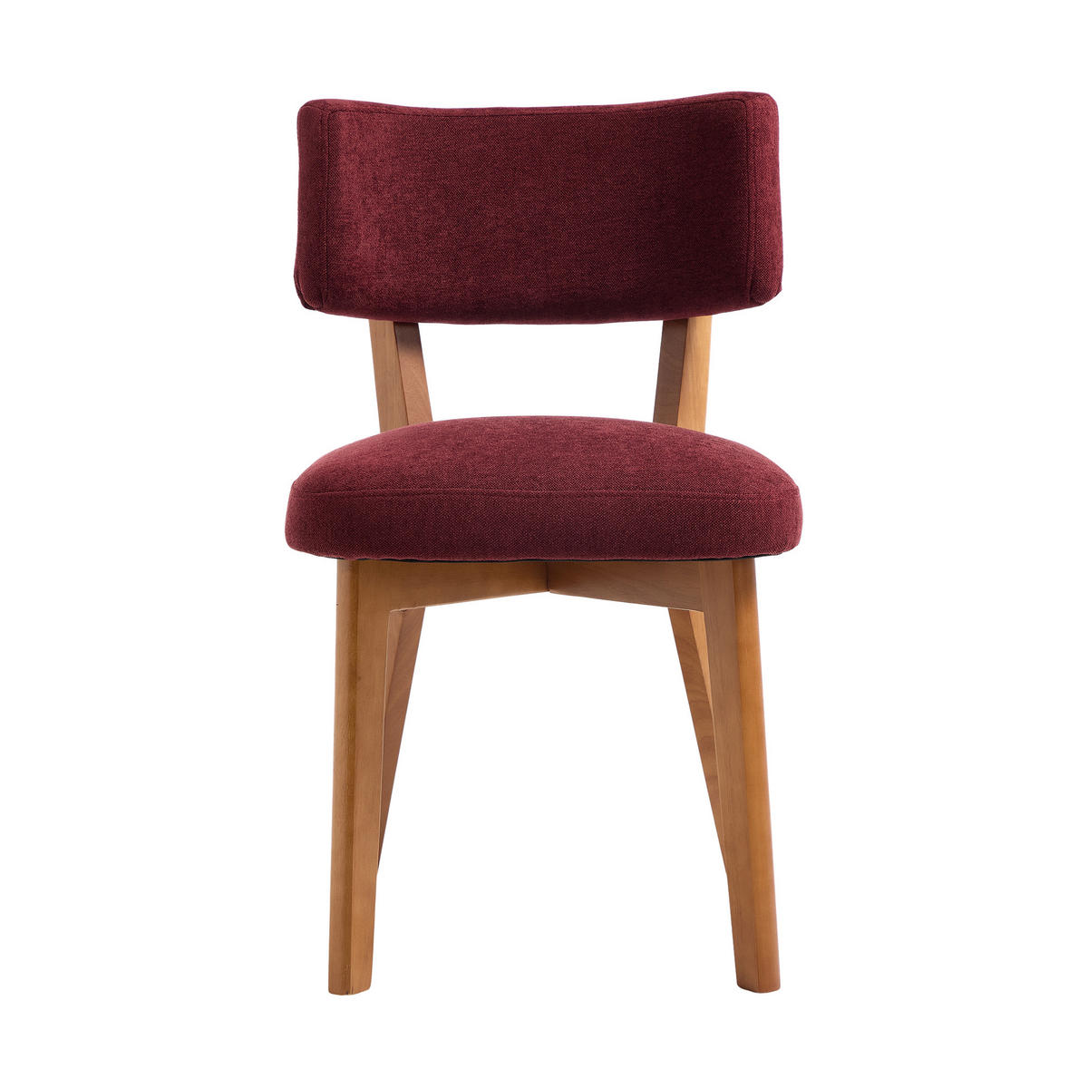 STUHL-SET 2 Stück Mid-Century Massivholzbeine, DE-42268, Bordeauxrot - Weinrot, Holz (47/77/54.5cm) - ComfortXL