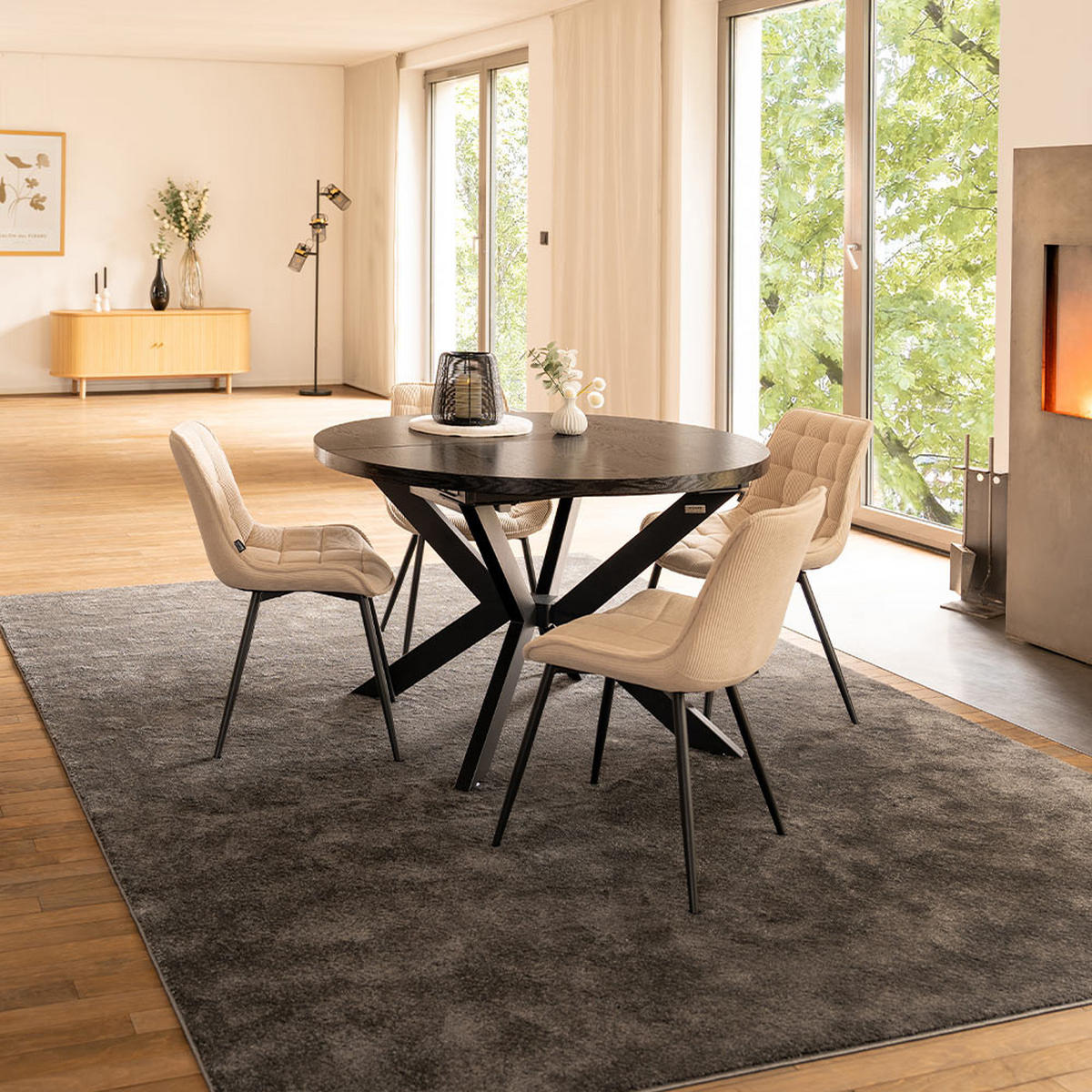 ESSTISCH RUND AVENTURA - Dark Oak, 160 x 120 cm - Schwarz, Holz (160/120/4cm) - Home Deluxe