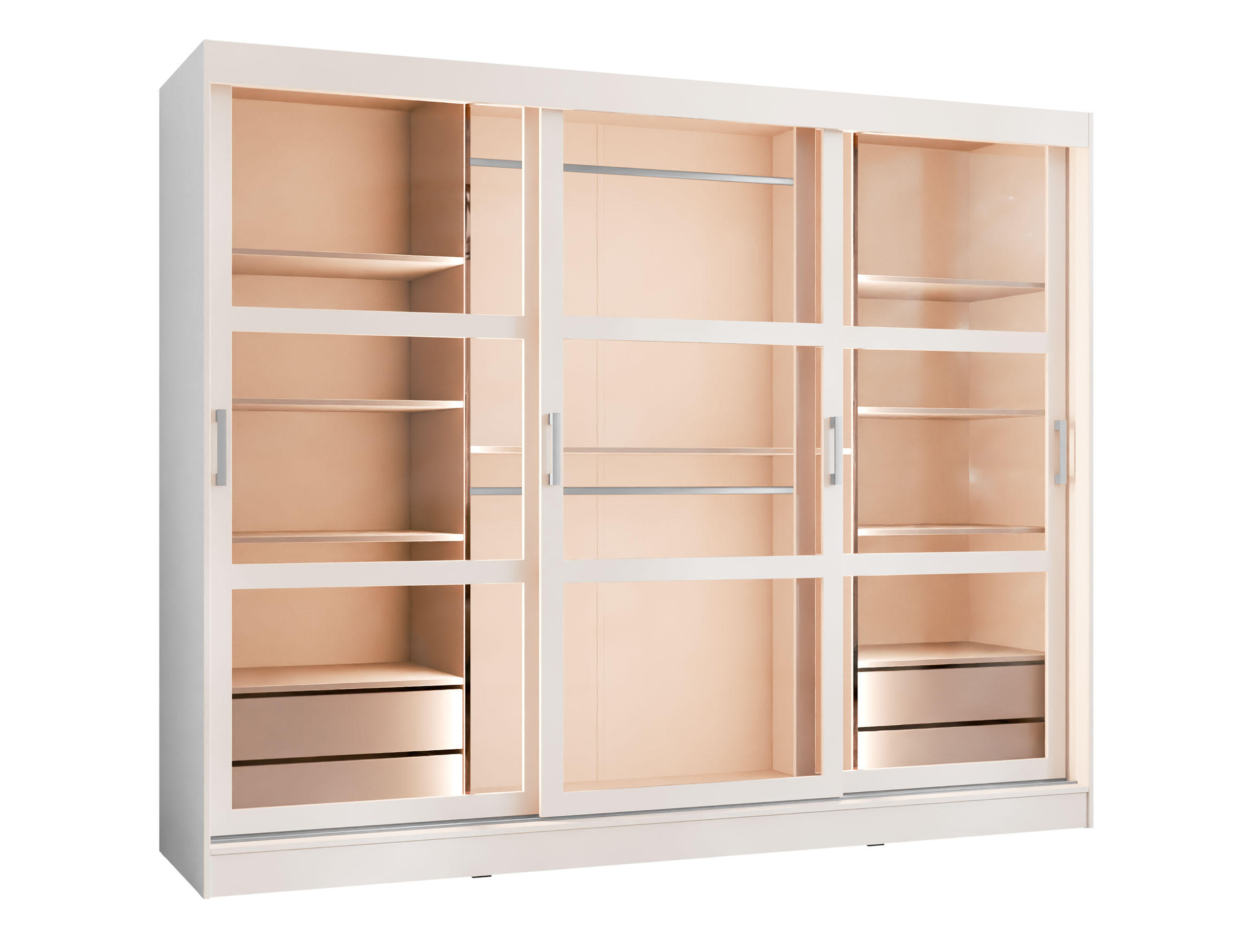 KLEIDERSCHRANK Norlio 250 mit LED Beleuchtung - Silberfarben/Schwarz, Holzwerkstoff/Kunststoff (250/203/65cm) - MIRJAN24