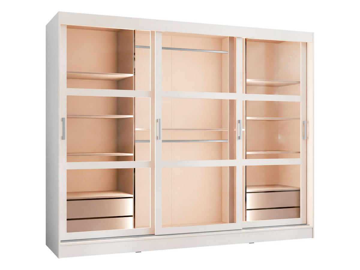 KLEIDERSCHRANK Norlio 250 mit LED Beleuchtung - Silberfarben/Schwarz, Holzwerkstoff/Kunststoff (250/203/65cm) - MIRJAN24
