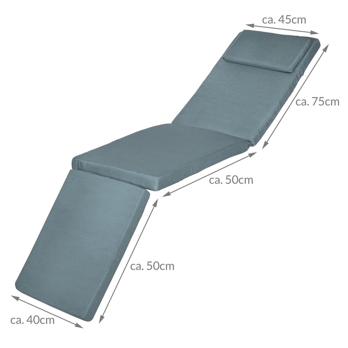 DECKCHAIRAUFLAGE Loftlux DC 175x45x5cm Taubenblau - Blaugrau, Textil (45/175cm) - Beautissu 