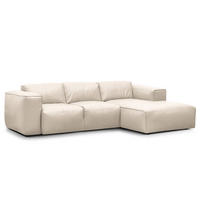 3-SITZER ECKSOFA mit Longchair - Hellgrau/Schwarz, Leder/Kunststoff (251/173cm) - home24