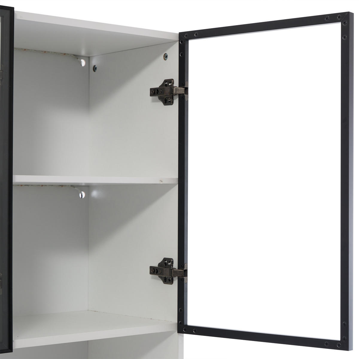 HIGHBOARD mit Glastüren 120/35/200 cm in Weiß mit LED-Beleuchtung - Weiß, Holzwerkstoff (120/200/35cm) - BEAOK