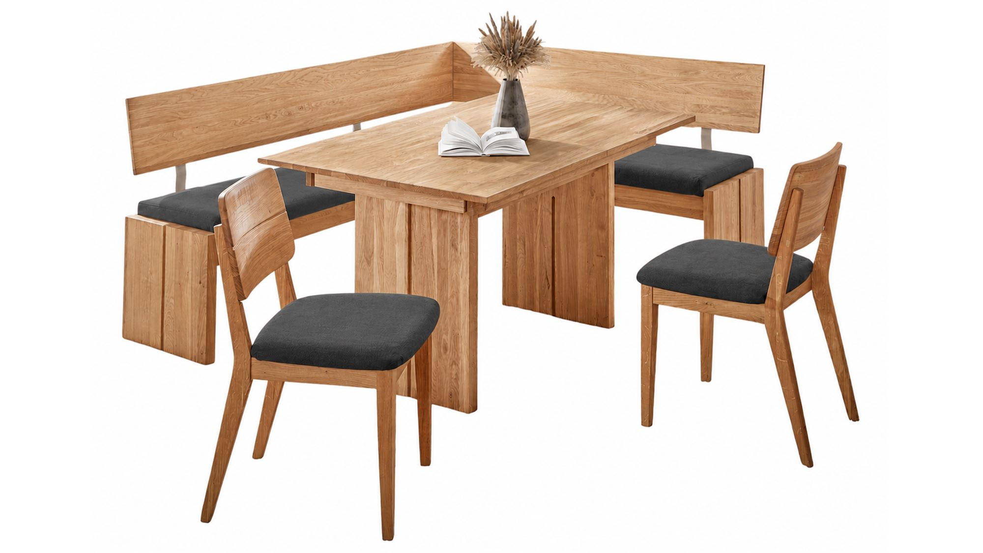 ECKBANKGRUPPE Modern Dani 1 für 7 Personen Massivholz Wildeiche/Grau - Wildeiche/Grau, Holz (192/85/167cm) - 58aufmkessel
