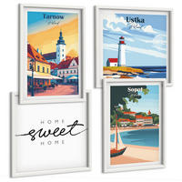 BILDER SET 4er Set - 50x50 cm & 40x60 cm Weißer Rahmen - Polnische Städte Ustka Tarnów Sopot - Weiß, Kunststoff (50/50cm) - TULUP