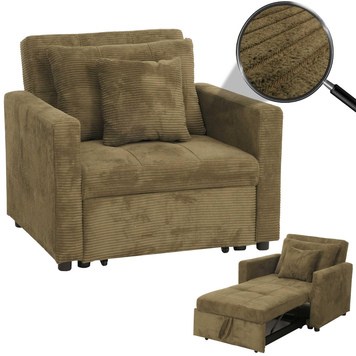 SCHLAFSESSEL Grün - Grün, Textil (100/86/88cm) - MCW