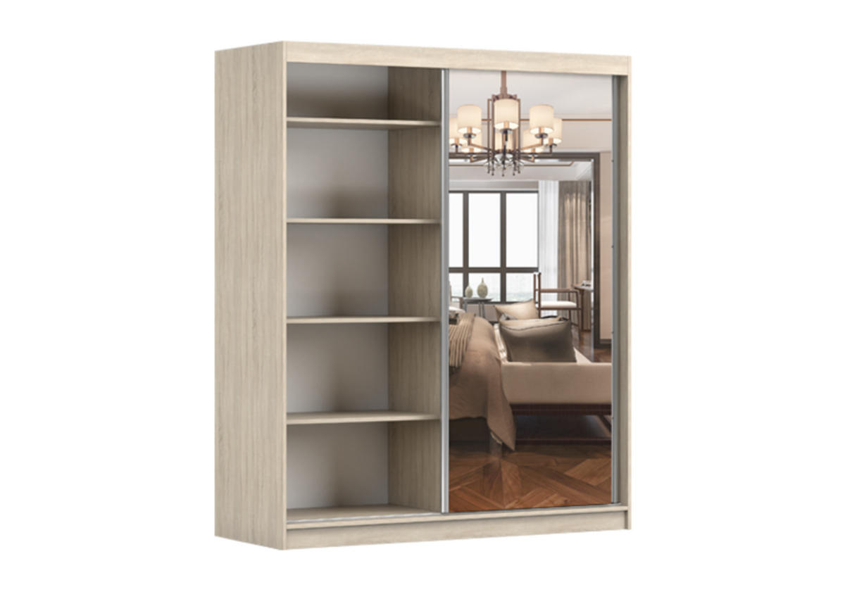 SCHIEBETÜRENSCHRANK - Ben 20 (Schwarz, 203 cm) - Schwarz, Holzwerkstoff/Metall (203/218/61cm) - Möblo