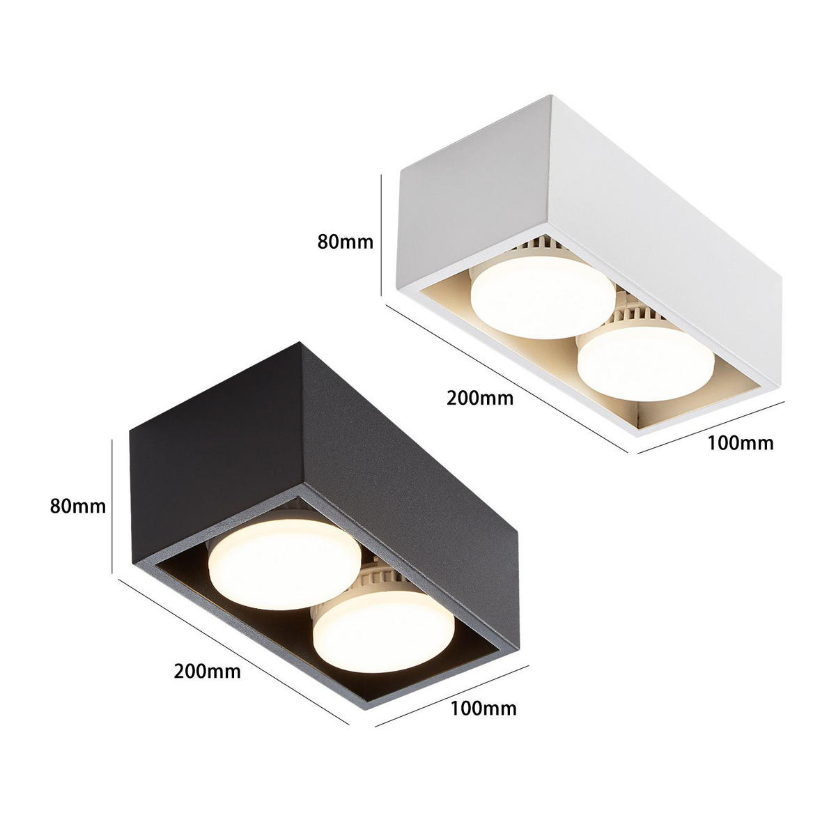 LED-DECKENLEUCHTE Harmonie 2-flammig 20/10/8 cm - Schwarz, Metall (20/10/8cm) - Nettlife