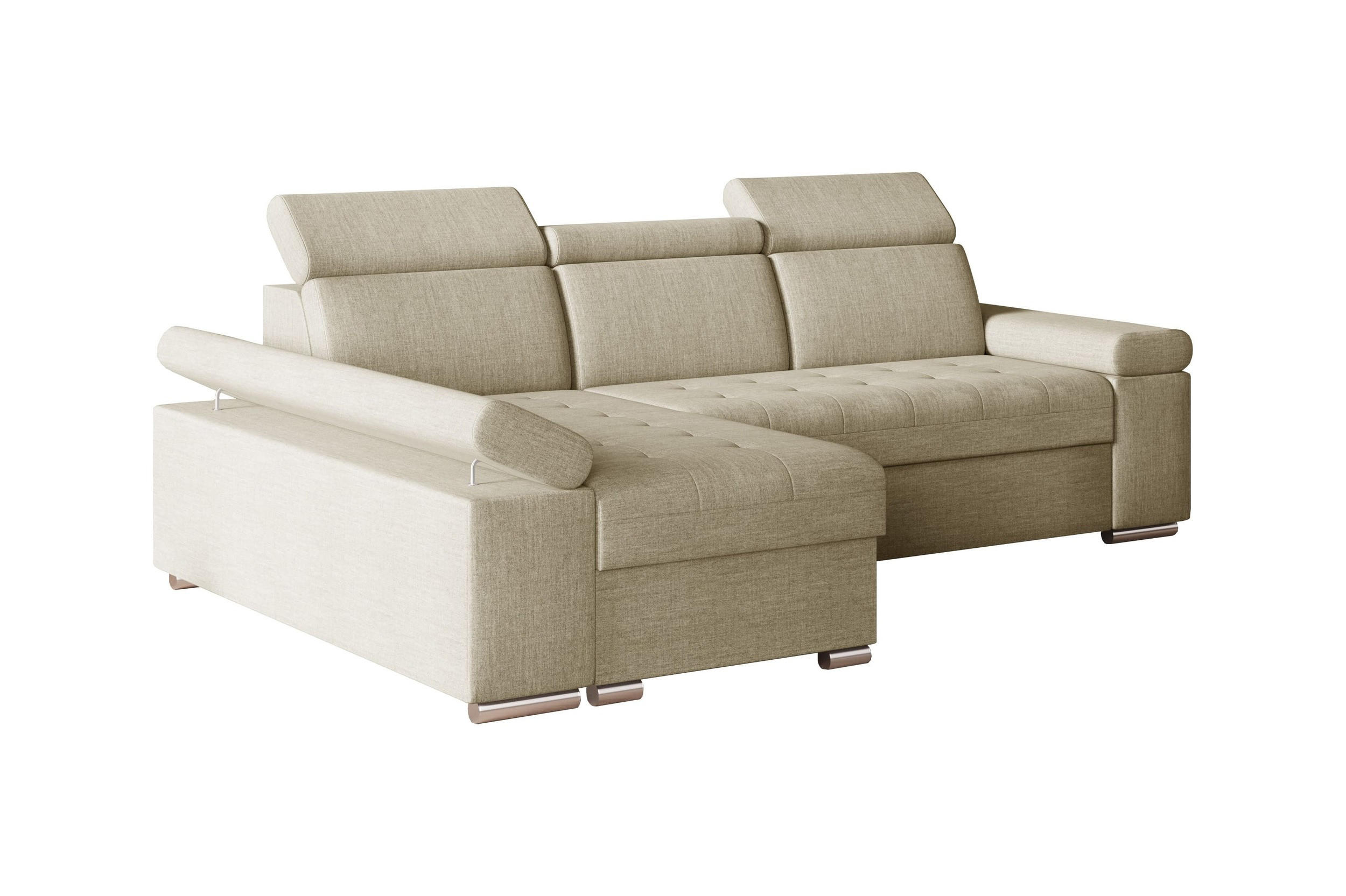 ECKSOFA mit Schlaffunktion Luka L Twist 01 - Beige - Rechts - Beige/Silberfarben, Holzwerkstoff (260/168cm) - Möblo
