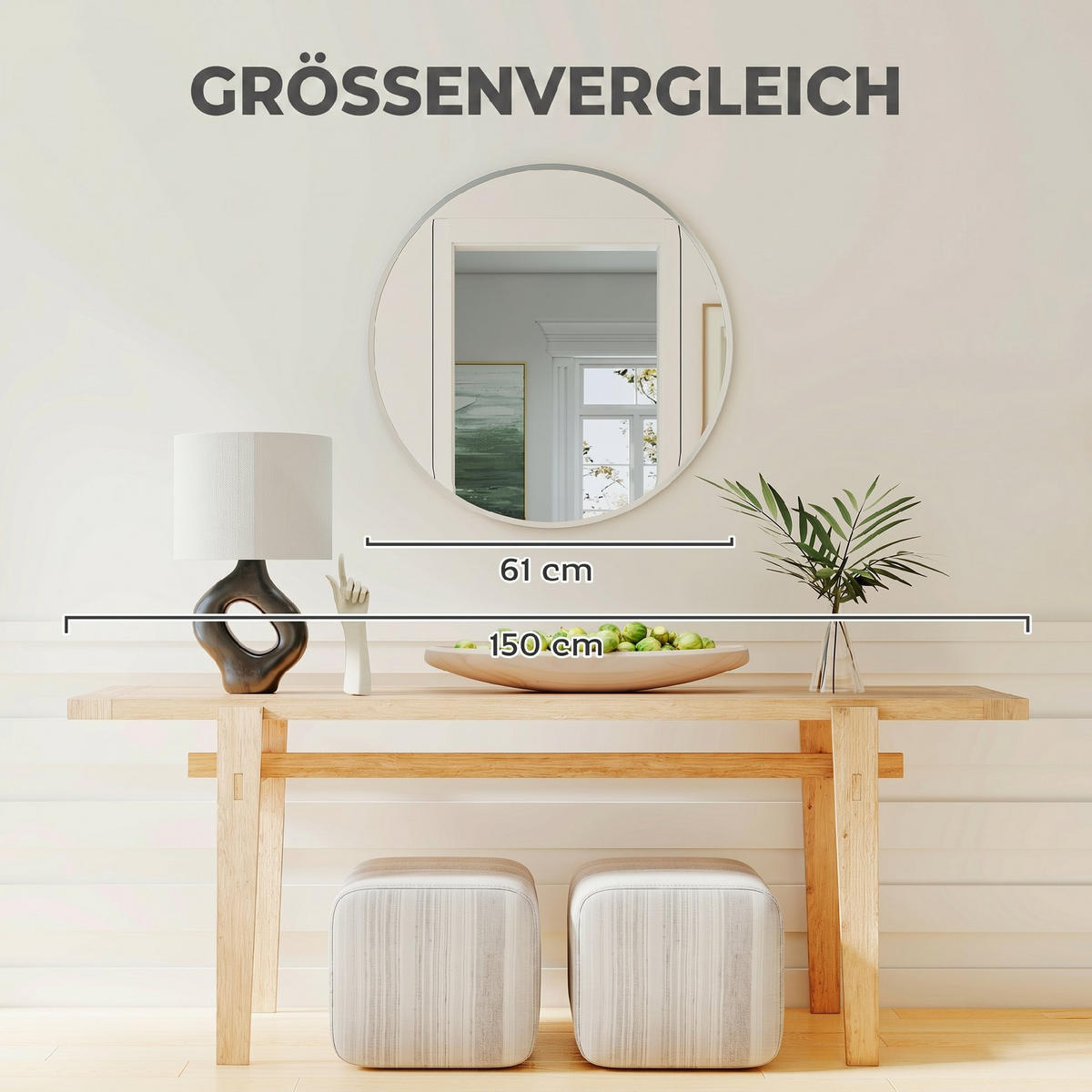 WANDSPIEGEL Aluminiumlegierung Glas Silber - Silberfarben, Metall (1/61/61cm) - HOMCOM