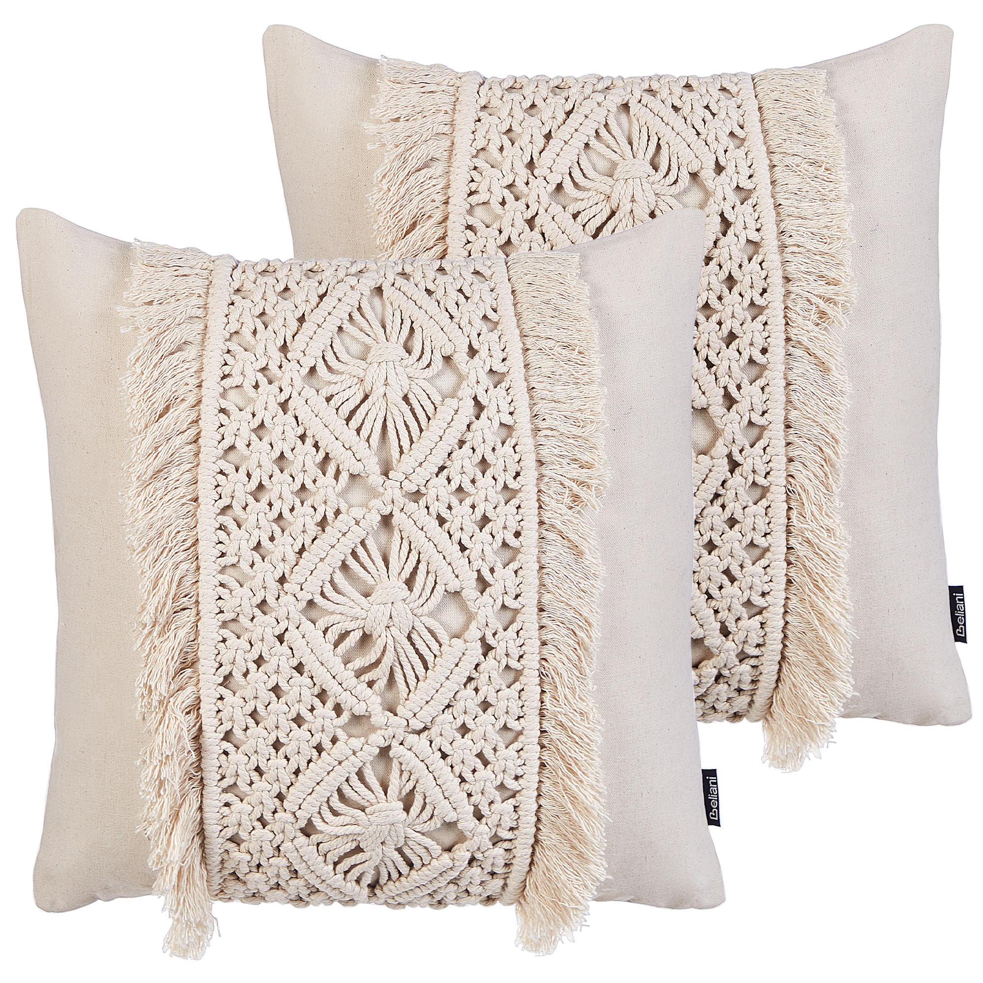 DEKOKISSEN 2er-Set Hellbeige 45/45 cm Kalam - Beige, Textil (45/45cm) - Beliani