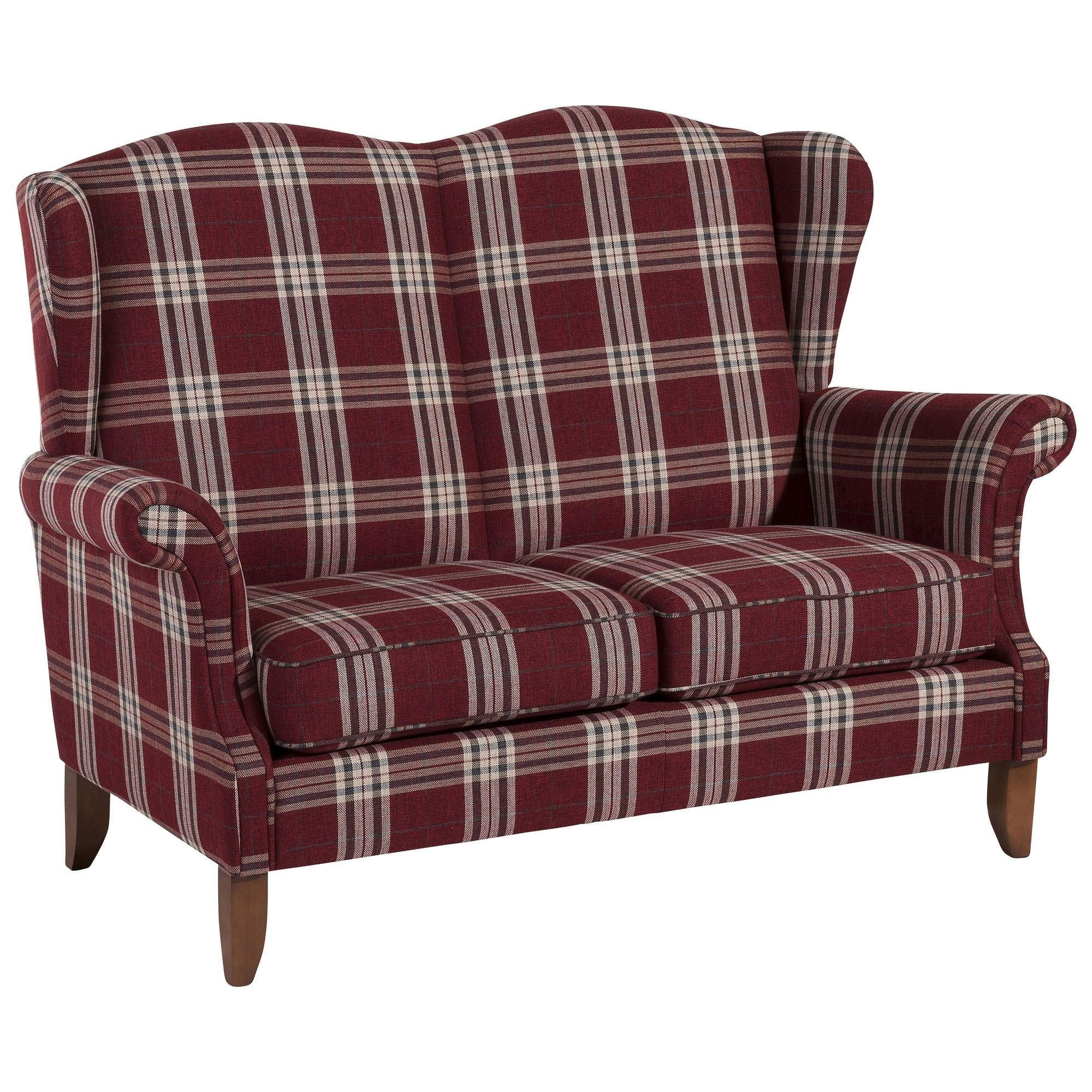 SOFA 2-Sitzer Katria Bezug Flachgewebe Buche nussbaum / rot - Rot, Kunststoff (156/108/86cm) - 58aufmkessel