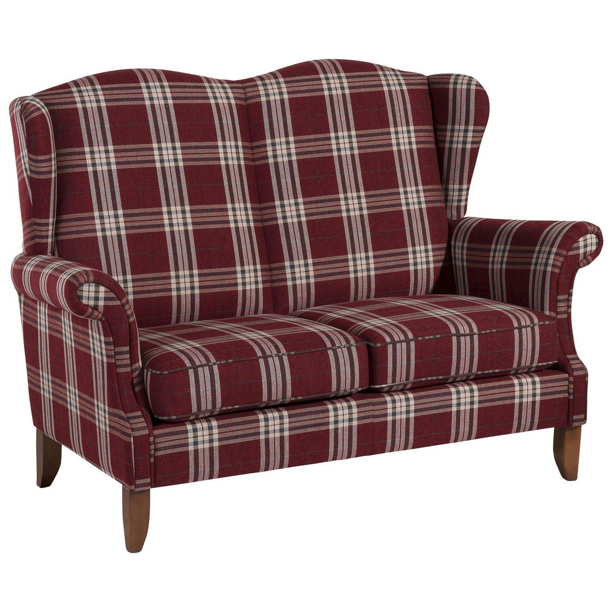 SOFA 2-Sitzer Katria Bezug Flachgewebe Buche nussbaum / rot - Rot, Kunststoff (156/108/86cm) - 58aufmkessel