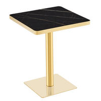 ESSTISCH Quadratisch Marmor-Optik Schwarz & Gold 60x60cm Bistro-Tisch - Schwarz, Holzwerkstoff (60/60/74cm) - Urban Meuble