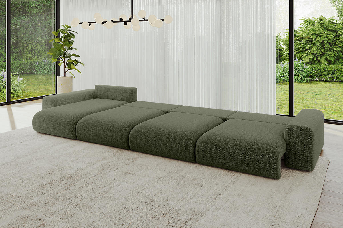 WOHNLANDSCHAFT mit Schlaffunktion ESKAR-U2-464x176x72cm Grün - Hellgrün/Grün, Holzwerkstoff/Kunststoff (176/72/464cm) - ALTDECOR