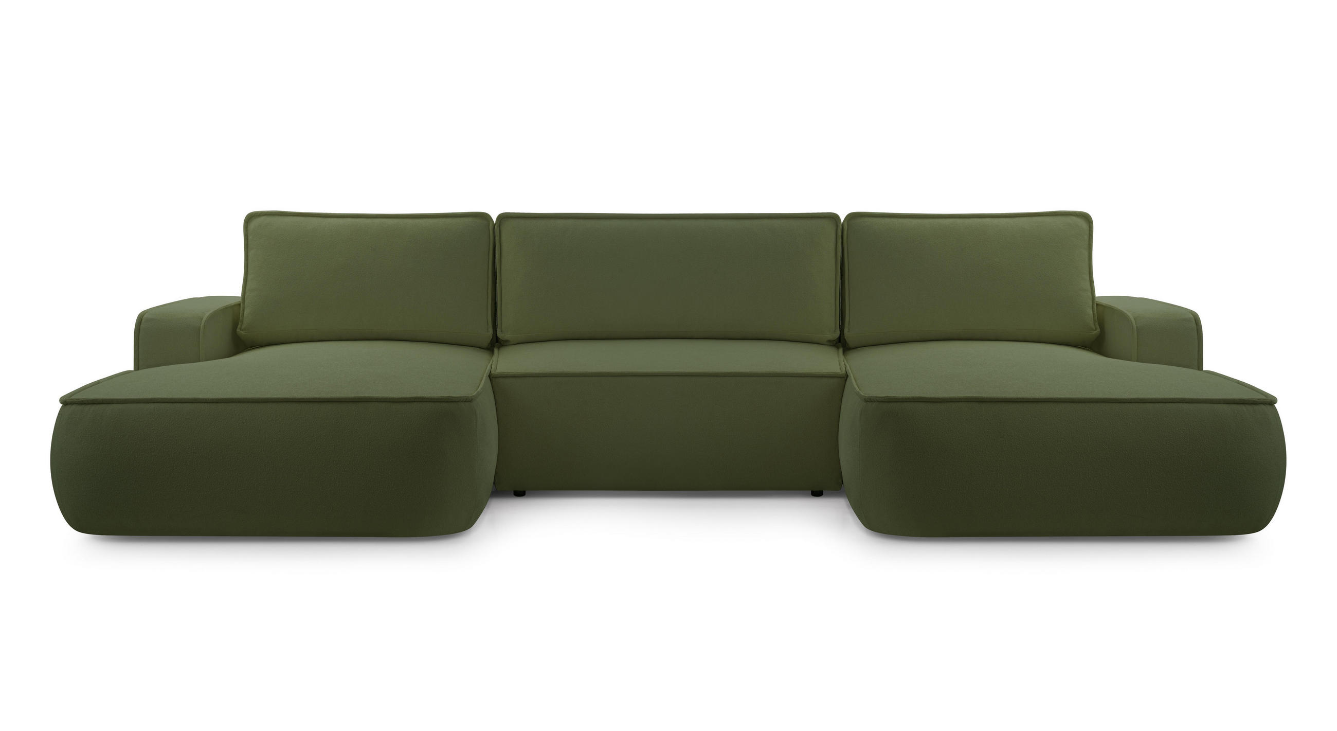WOHNLANDSCHAFT Ablia Dunkelgrün 364/168/87 cm mit Schlaffunktion - Dunkelgrün/Schwarz, Kunststoff/Textil (364/87/168cm) - AX Living