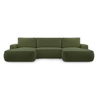 WOHNLANDSCHAFT Ablia Dunkelgrün 364/168/87 cm mit Schlaffunktion - Dunkelgrün/Schwarz, Kunststoff/Textil (364/87/168cm) - AX Living